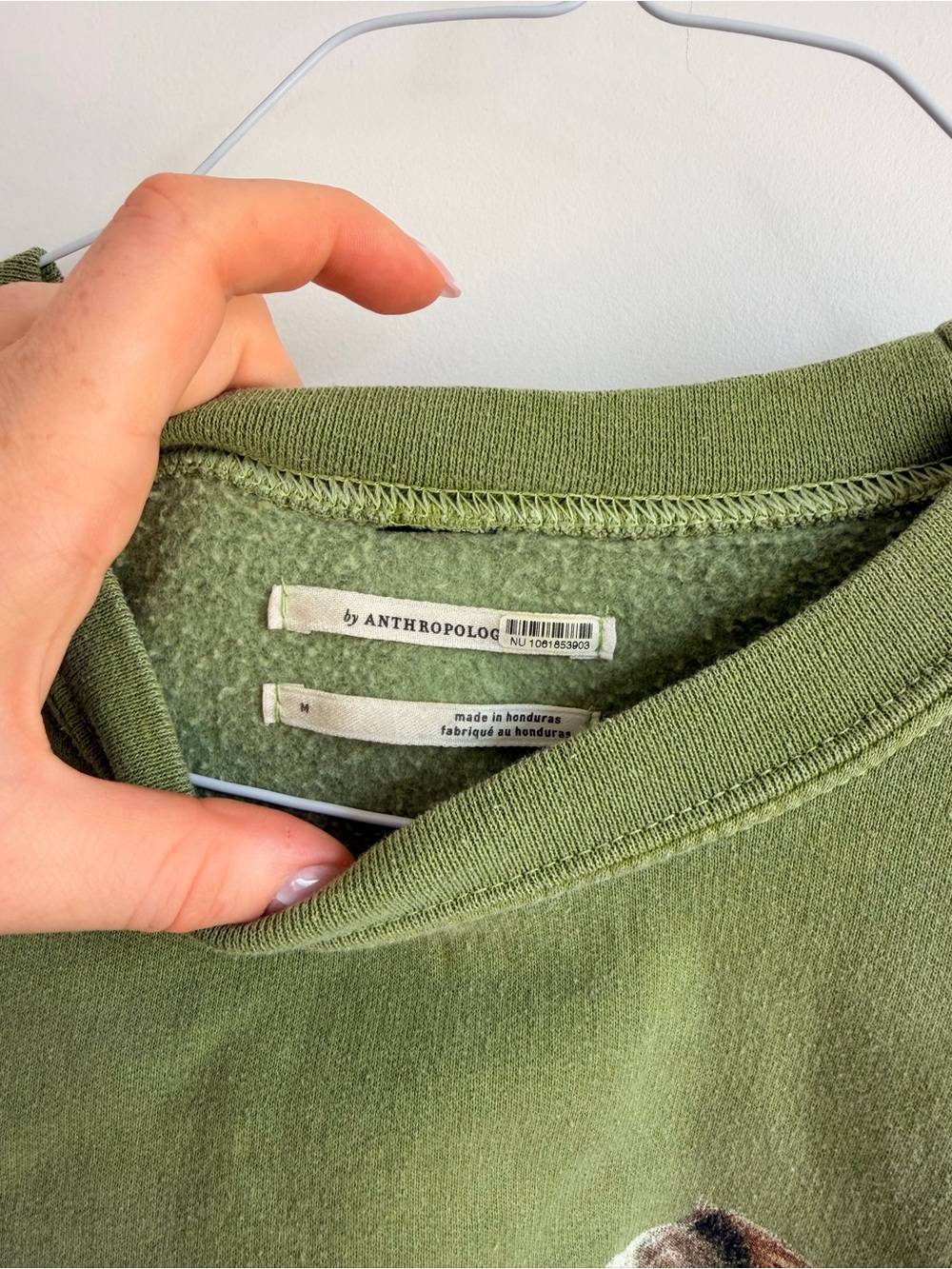 Anthropologie Olive Green Austrailian Shepard Crewneck Sweatshirt - Picture 7 of 8